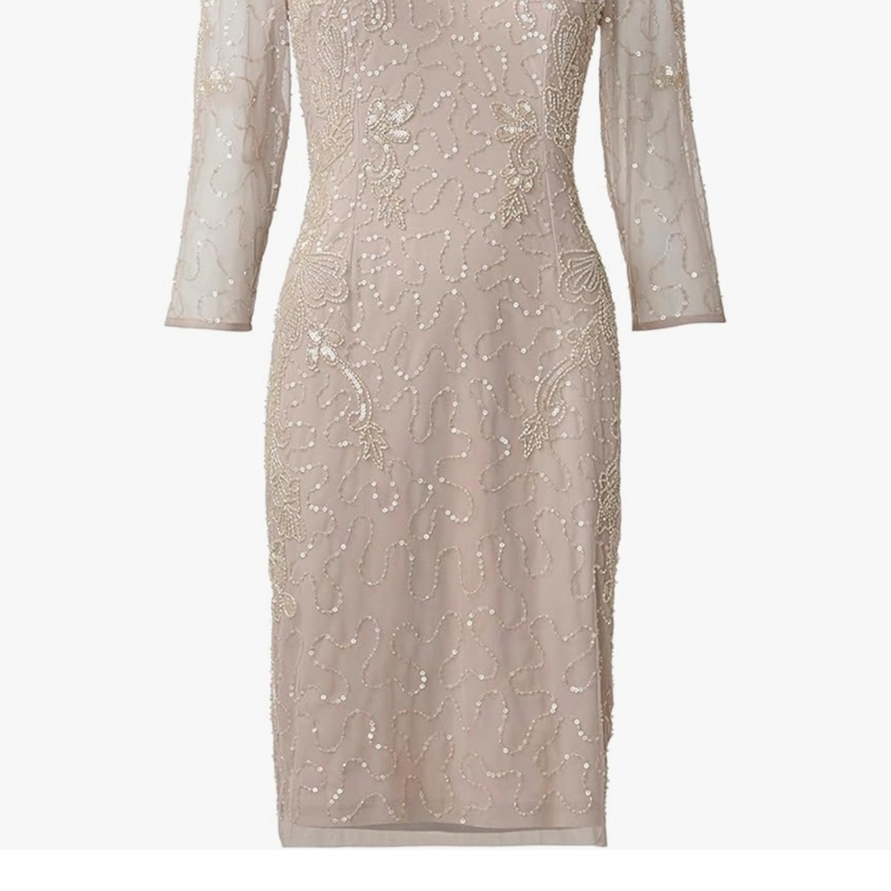 Adrianna Papell Cream Midi Sheath Dress for Weddings